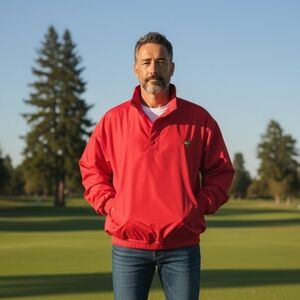 Masters Collection Red Lightweight Pullover Quarter Snap Jacket – XL